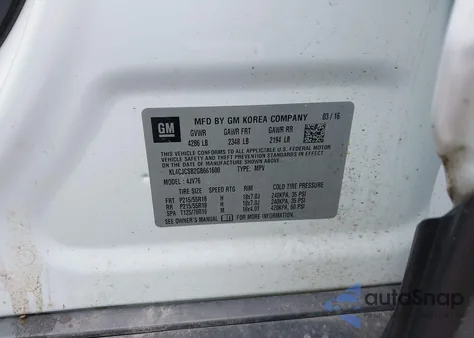 2016 Buick Encore Leather из США, поврежденный, VIN KL4CJCSB2GB661600